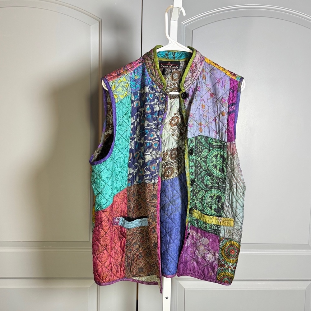 Sacred Threads Multicolor Patchwork Vest - image 1